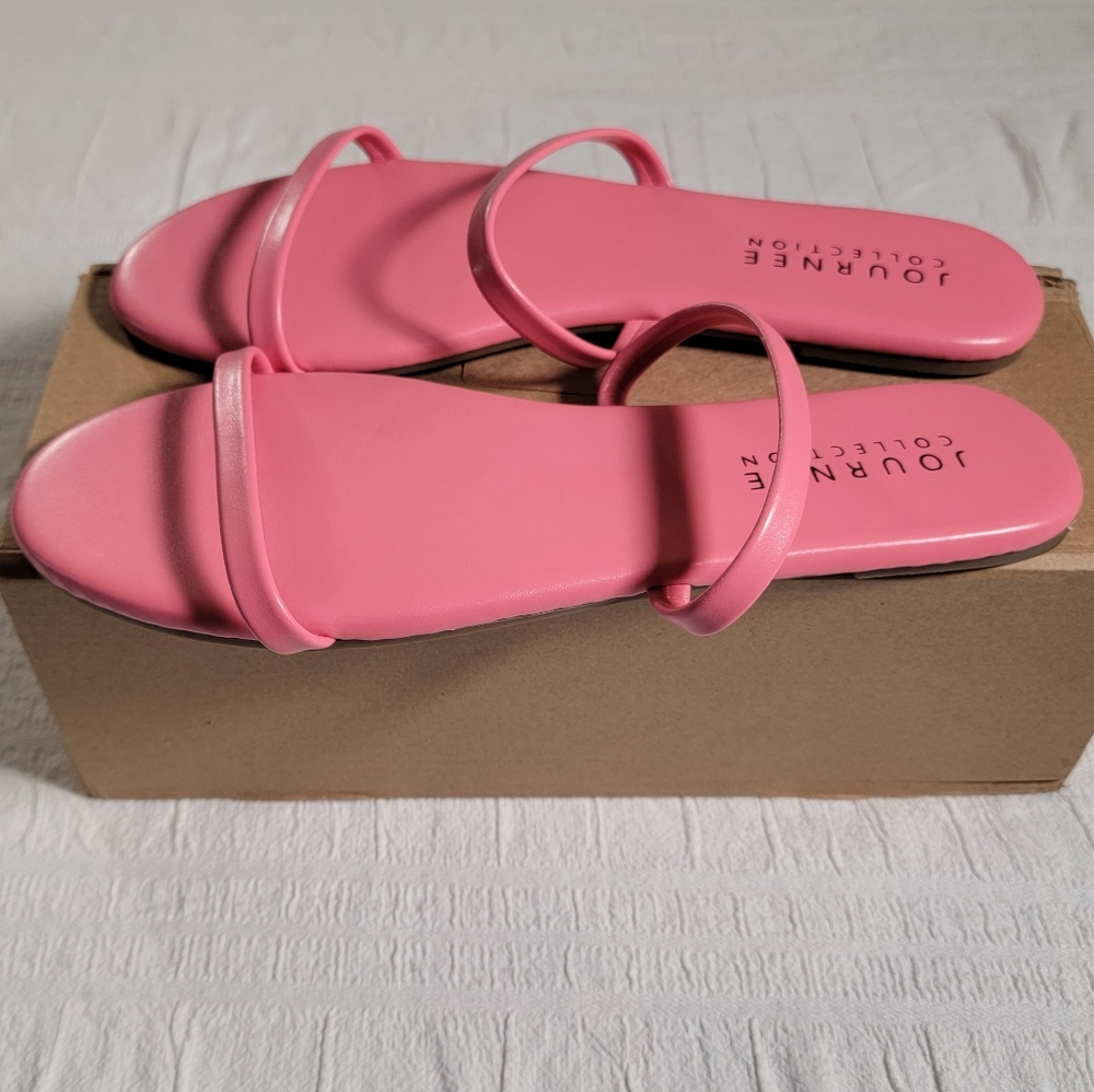 Journee Collection Pink Flat Strappy Sandals womens size 9 shoes new in box
